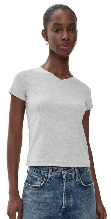 DL1961 hrunken V-Neck Tee Heather Grey | Thumbnail 1 DL1961 hrunken V-Neck Tee Heather Grey | Thumbnail 1