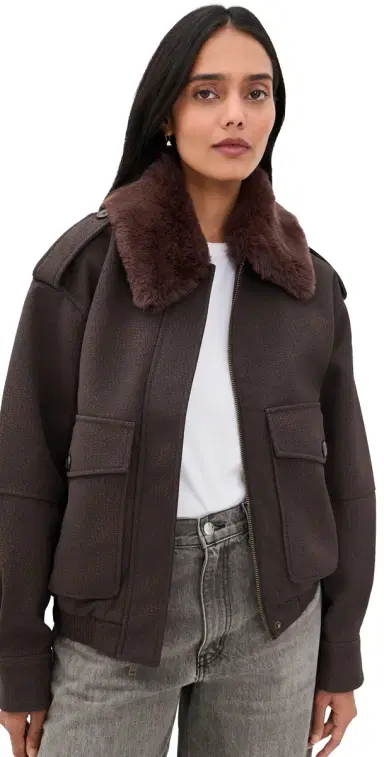 GOOD AMERICAN The Better Than Leather Faux Leather Bomber Jacket | Thumbnail 1 GOOD AMERICAN The Better Than Leather Faux Leather Bomber Jacket | Thumbnail 1