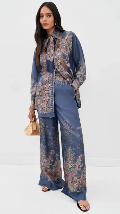 Zimmermann Valiant Relaxed Silk Button Down Shirt Navy Paisley | Thumbnail 5 Zimmermann Valiant Relaxed Silk Button Down Shirt Navy Paisley | Thumbnail 5