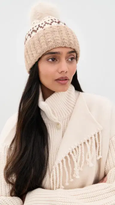 Hat Attack Fair Isle Knit Beanie /Taupe Combo One Size | Thumbnail 3 Hat Attack Fair Isle Knit Beanie /Taupe Combo One Size | Thumbnail 3