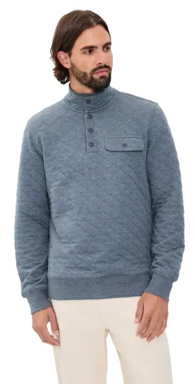 Faherty Epic Quilted Pullover Crystal Creek Heather | Thumbnail 1 Faherty Epic Quilted Pullover Crystal Creek Heather | Thumbnail 1
