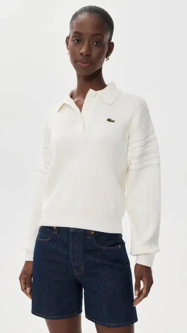 Lacoste Long Sleeve Polo Sweater Flour | Thumbnail 2 Lacoste Long Sleeve Polo Sweater Flour | Thumbnail 2