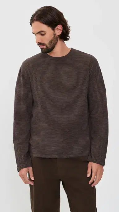 Madewell Long Sleeve Jaq Tee Dark Cocoa tripe | Thumbnail 2 Madewell Long Sleeve Jaq Tee Dark Cocoa tripe | Thumbnail 2
