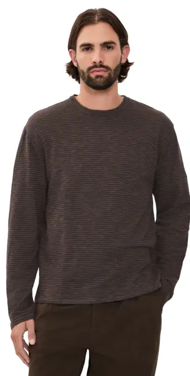Madewell Long Sleeve Jaq Tee Dark Cocoa tripe | Thumbnail 1 Madewell Long Sleeve Jaq Tee Dark Cocoa tripe | Thumbnail 1