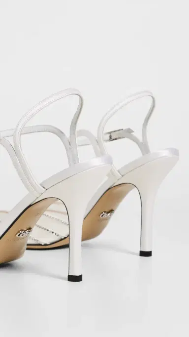 Mach & Mach Rainbow Trim Satin Sandals White | Thumbnail 4 Mach & Mach Rainbow Trim Satin Sandals White | Thumbnail 4
