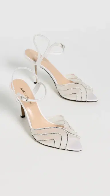 Mach & Mach Rainbow Trim Satin Sandals White | Thumbnail 5 Mach & Mach Rainbow Trim Satin Sandals White | Thumbnail 5
