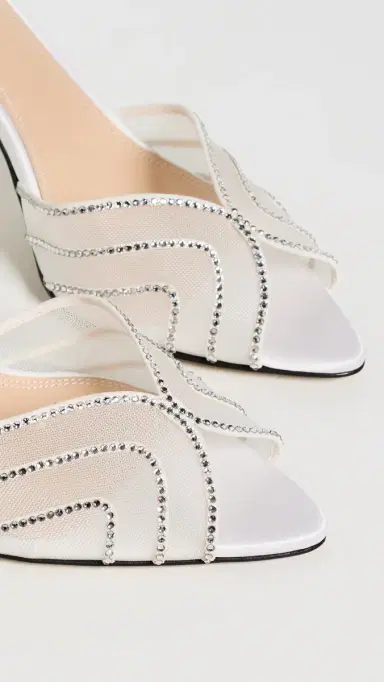 Mach & Mach Rainbow Trim Satin Sandals White | Thumbnail 6 Mach & Mach Rainbow Trim Satin Sandals White | Thumbnail 6