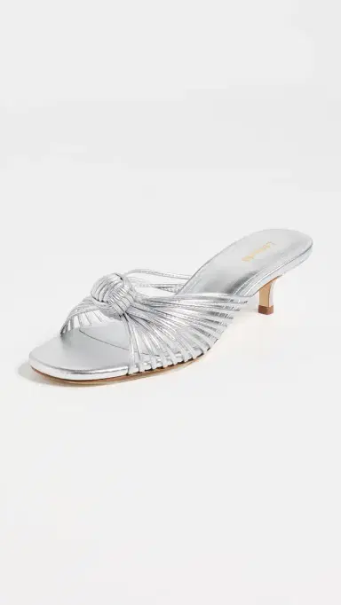 Larroudé Valerie Mule Sandals Silver Metallic Leather | Thumbnail 2 Larroudé Valerie Mule Sandals Silver Metallic Leather | Thumbnail 2