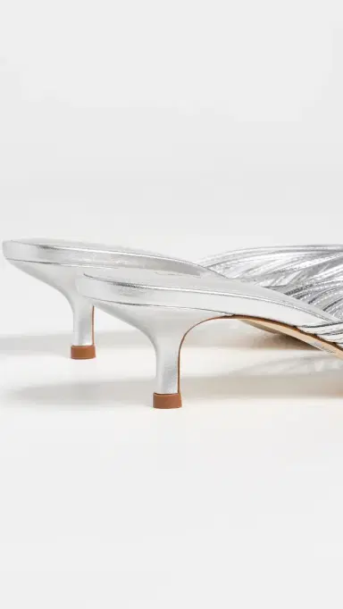 Larroudé Valerie Mule Sandals Silver Metallic Leather | Thumbnail 4 Larroudé Valerie Mule Sandals Silver Metallic Leather | Thumbnail 4