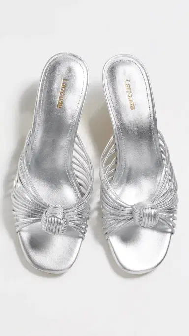 Larroudé Valerie Mule Sandals Silver Metallic Leather | Thumbnail 5 Larroudé Valerie Mule Sandals Silver Metallic Leather | Thumbnail 5