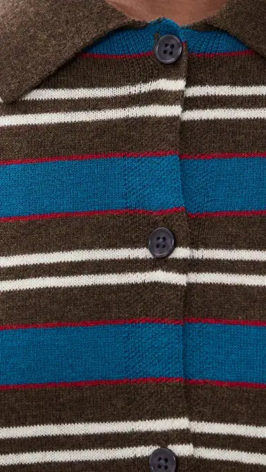 Pistola Lyvia Long Sleeve Merino Polo Cardigan Tealwood tripe | Thumbnail 6 Pistola Lyvia Long Sleeve Merino Polo Cardigan Tealwood tripe | Thumbnail 6