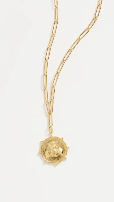 HART Enamel Resilience Bee Coin Necklace White/Gold One Size | Thumbnail 2 HART Enamel Resilience Bee Coin Necklace White/Gold One Size | Thumbnail 2
