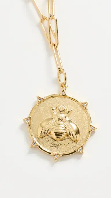 HART Enamel Resilience Bee Coin Necklace White/Gold One Size | Thumbnail 6 HART Enamel Resilience Bee Coin Necklace White/Gold One Size | Thumbnail 6
