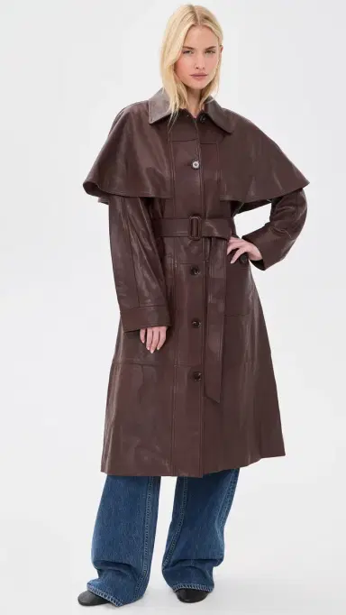 Sea Caitlin eather Trench Coat Brown | Thumbnail 2 Sea Caitlin eather Trench Coat Brown | Thumbnail 2