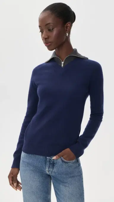 MM6 Maison Margiela Layered Knit Pullover Navy/Grey elange | Thumbnail 2 MM6 Maison Margiela Layered Knit Pullover Navy/Grey elange | Thumbnail 2