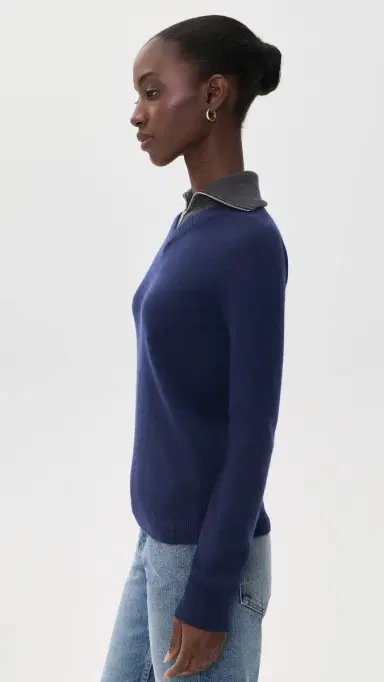 MM6 Maison Margiela Layered Knit Pullover Navy/Grey elange | Thumbnail 4 MM6 Maison Margiela Layered Knit Pullover Navy/Grey elange | Thumbnail 4