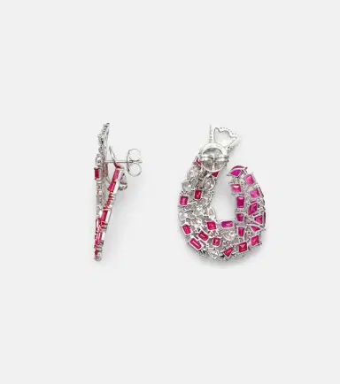 Kamyen Red Tulip 18kt white gold earrings with rubies and diamonds | Thumbnail 2 Kamyen Red Tulip 18kt white gold earrings with rubies and diamonds | Thumbnail 2