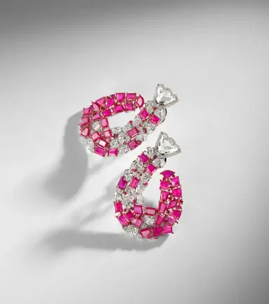 Kamyen Red Tulip 18kt white gold earrings with rubies and diamonds | Thumbnail 3 Kamyen Red Tulip 18kt white gold earrings with rubies and diamonds | Thumbnail 3
