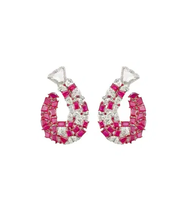 Kamyen Red Tulip 18kt white gold earrings with rubies and diamonds | Thumbnail 1 Kamyen Red Tulip 18kt white gold earrings with rubies and diamonds | Thumbnail 1