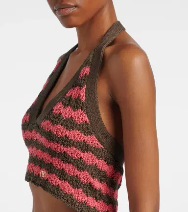 Valentino Striped knitted cotton crop top | Thumbnail 4 Valentino Striped knitted cotton crop top | Thumbnail 4