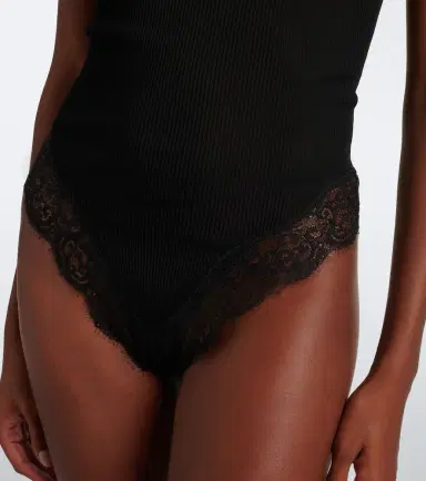 Saint Laurent Lace-trimmed ribbed-knit silk bodysuit | Thumbnail 5 Saint Laurent Lace-trimmed ribbed-knit silk bodysuit | Thumbnail 5