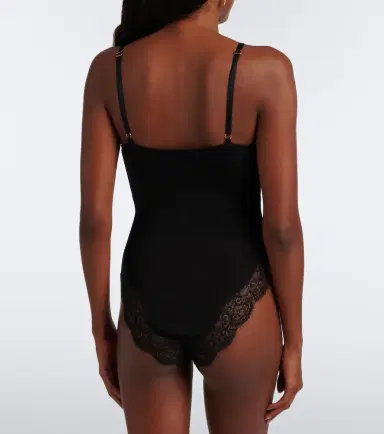 Saint Laurent Lace-trimmed ribbed-knit silk bodysuit | Thumbnail 6 Saint Laurent Lace-trimmed ribbed-knit silk bodysuit | Thumbnail 6