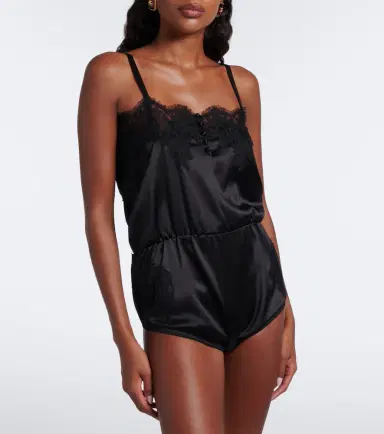 Dolce & Gabbana Lace-trimmed silk and cotton-blend romper | Thumbnail 5 Dolce & Gabbana Lace-trimmed silk and cotton-blend romper | Thumbnail 5