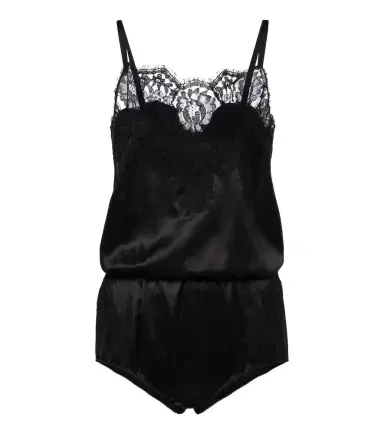Dolce & Gabbana Lace-trimmed silk and cotton-blend romper | Thumbnail 1 Dolce & Gabbana Lace-trimmed silk and cotton-blend romper | Thumbnail 1