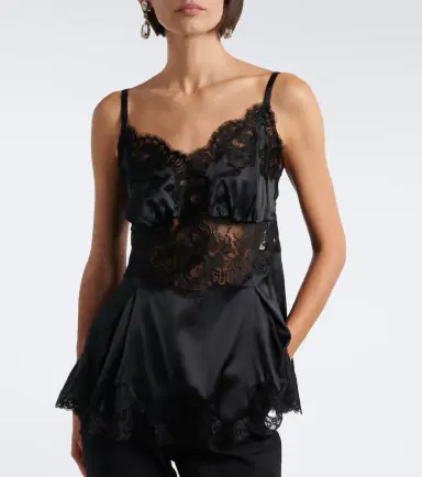Dolce & Gabbana Lace-trimmed silk and cotton-blend romper | Thumbnail 2 Dolce & Gabbana Lace-trimmed silk and cotton-blend romper | Thumbnail 2