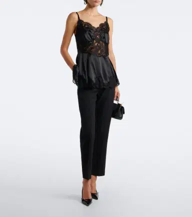 Dolce & Gabbana Lace-trimmed silk and cotton-blend romper | Thumbnail 3 Dolce & Gabbana Lace-trimmed silk and cotton-blend romper | Thumbnail 3