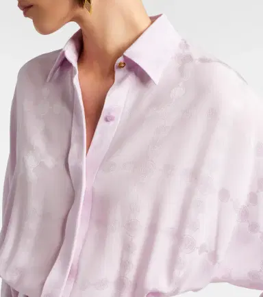 Versace Medusa silk crêpe satin shirt dress | Thumbnail 5 Versace Medusa silk crêpe satin shirt dress | Thumbnail 5