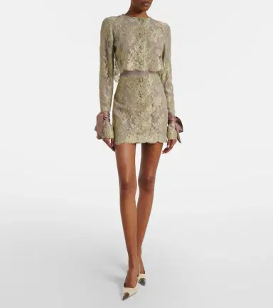 Saint Laurent Silk-trimmed lace minidress | Thumbnail 3 Saint Laurent Silk-trimmed lace minidress | Thumbnail 3