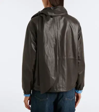 Loewe Scarf-detail leather jacket | Thumbnail 3 Loewe Scarf-detail leather jacket | Thumbnail 3