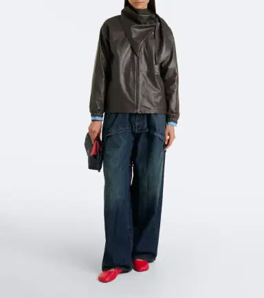 Loewe Scarf-detail leather jacket | Thumbnail 5 Loewe Scarf-detail leather jacket | Thumbnail 5