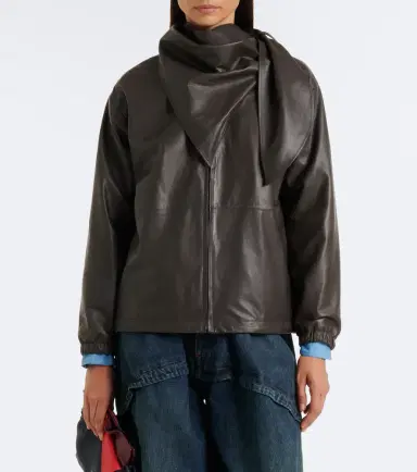 Loewe Scarf-detail leather jacket | Thumbnail 6 Loewe Scarf-detail leather jacket | Thumbnail 6