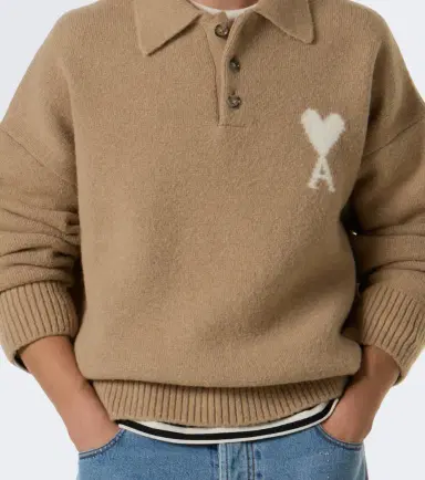 AMI PARIS Ami de Coeur alpaca and wool-blend polo sweater | Thumbnail 3 AMI PARIS Ami de Coeur alpaca and wool-blend polo sweater | Thumbnail 3