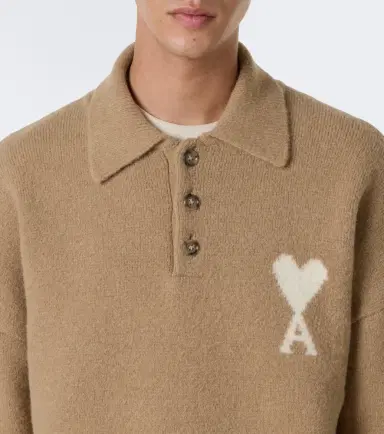 AMI PARIS Ami de Coeur alpaca and wool-blend polo sweater | Thumbnail 4 AMI PARIS Ami de Coeur alpaca and wool-blend polo sweater | Thumbnail 4
