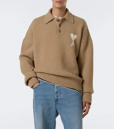 AMI PARIS Ami de Coeur alpaca and wool-blend polo sweater | Thumbnail 6 AMI PARIS Ami de Coeur alpaca and wool-blend polo sweater | Thumbnail 6