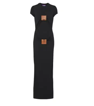 Jean Paul Gaultier Leather-trimmed jersey maxi dress | Thumbnail 1 Jean Paul Gaultier Leather-trimmed jersey maxi dress | Thumbnail 1