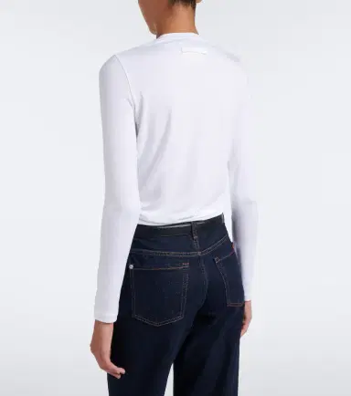 Jean Paul Gaultier Gathered leather-trimmed jersey top | Thumbnail 3 Jean Paul Gaultier Gathered leather-trimmed jersey top | Thumbnail 3