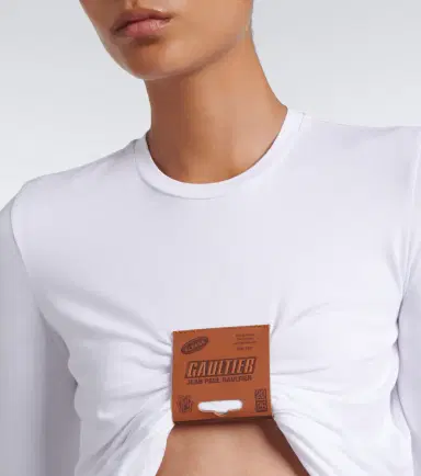 Jean Paul Gaultier Gathered leather-trimmed jersey top | Thumbnail 5 Jean Paul Gaultier Gathered leather-trimmed jersey top | Thumbnail 5