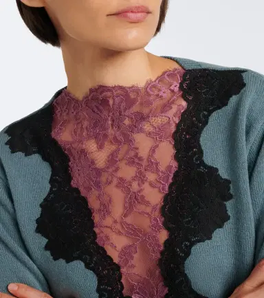 Valentino Lace-trimmed virgin wool sweater | Thumbnail 3 Valentino Lace-trimmed virgin wool sweater | Thumbnail 3