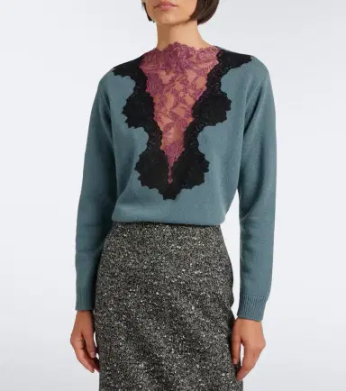 Valentino Lace-trimmed virgin wool sweater | Thumbnail 4 Valentino Lace-trimmed virgin wool sweater | Thumbnail 4