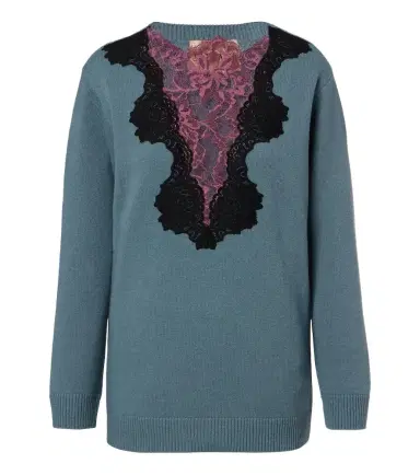 Valentino Lace-trimmed virgin wool sweater | Thumbnail 1 Valentino Lace-trimmed virgin wool sweater | Thumbnail 1