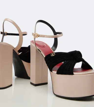 Valentino Garavani Crasher satin-trimmed suede platform sandals | Thumbnail 2 Valentino Garavani Crasher satin-trimmed suede platform sandals | Thumbnail 2