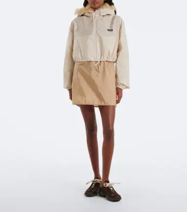 Miu Miu Cropped hooded shearling-trimmed jacket | Thumbnail 2 Miu Miu Cropped hooded shearling-trimmed jacket | Thumbnail 2