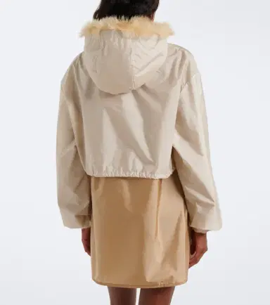 Miu Miu Cropped hooded shearling-trimmed jacket | Thumbnail 4 Miu Miu Cropped hooded shearling-trimmed jacket | Thumbnail 4