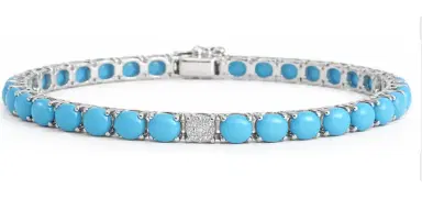 Wish Fine Jewelry 17.29ct Turquoise Diamond 14K Gold Bracelet | Thumbnail 1 Wish Fine Jewelry 17.29ct Turquoise Diamond 14K Gold Bracelet | Thumbnail 1