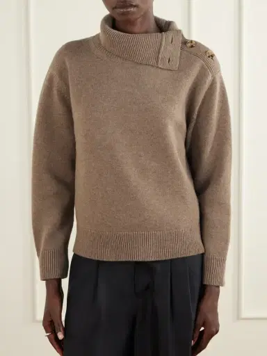 Veronica de Piante Cielo Buttoned Turtleneck Wool And Cashmere-blend Sweater | Thumbnail 3 Veronica de Piante Cielo Buttoned Turtleneck Wool And Cashmere-blend Sweater | Thumbnail 3