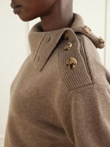 Veronica de Piante Cielo Buttoned Turtleneck Wool And Cashmere-blend Sweater | Thumbnail 5 Veronica de Piante Cielo Buttoned Turtleneck Wool And Cashmere-blend Sweater | Thumbnail 5